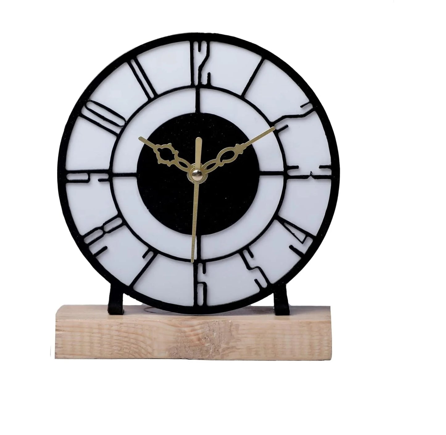 Designer Metal Table Clock for Living Room & Home, Used for Study Table/Office Desk/Showpiece/Gift Item (6 inch)