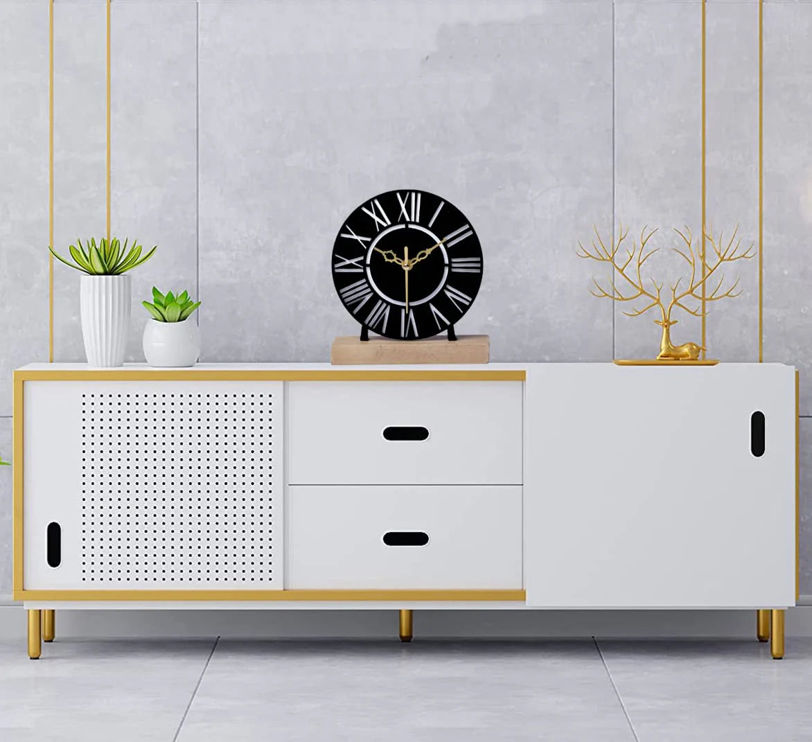 Designer Metal Table Clock for Livingroom ,Office Table Accessories (6 inch)