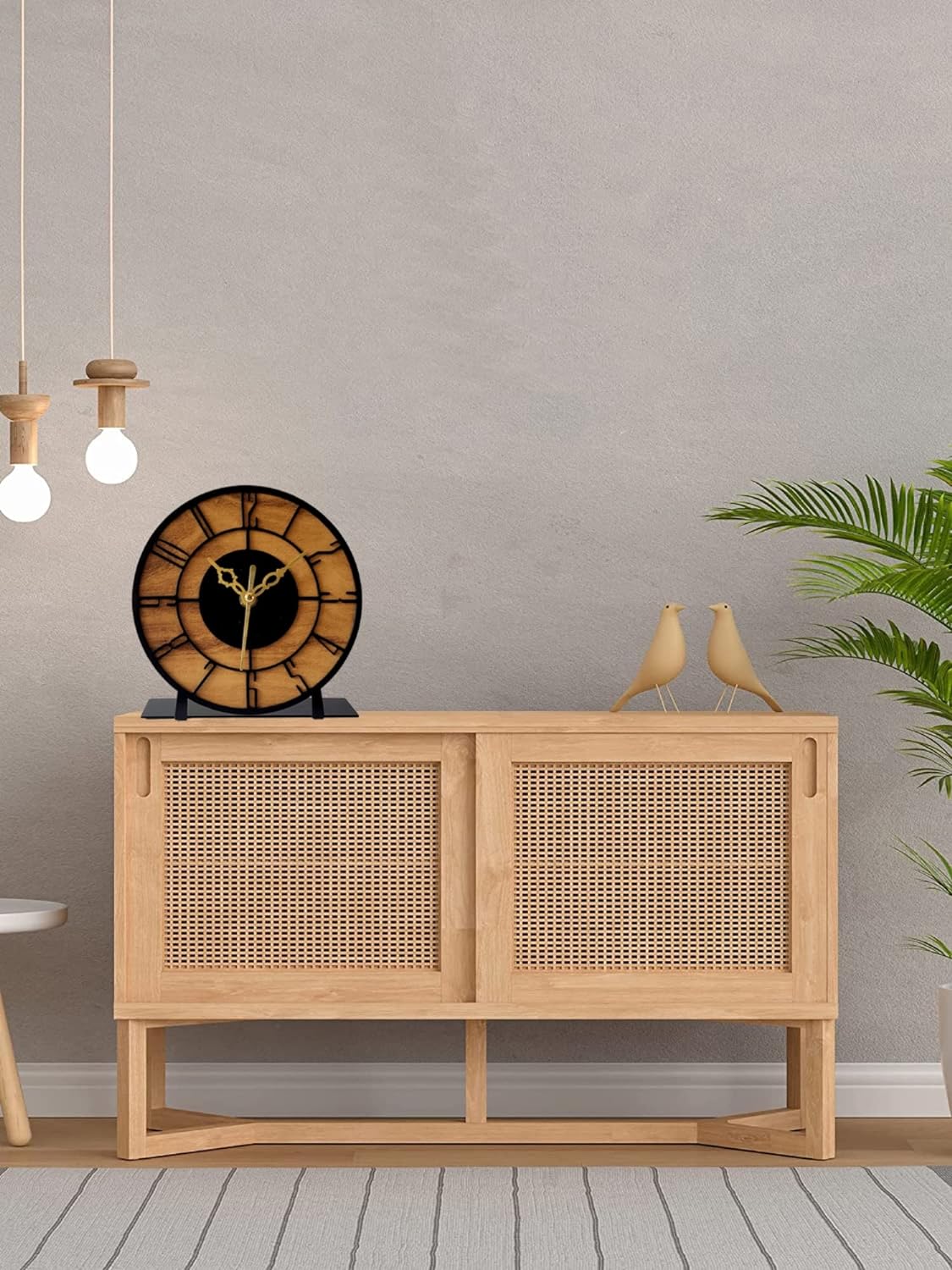Designer Metal & Wooden Table Clock for Living Room & Home, Used for Study Table/Office Desk/Gift Item (6 inch)