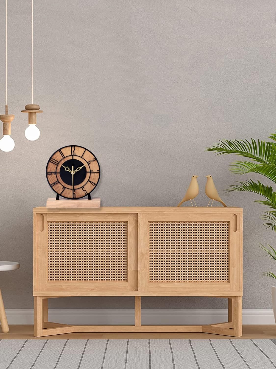 Designer Metal & Wooden Round Table Clock for Living Room & Home (6 Inch)
