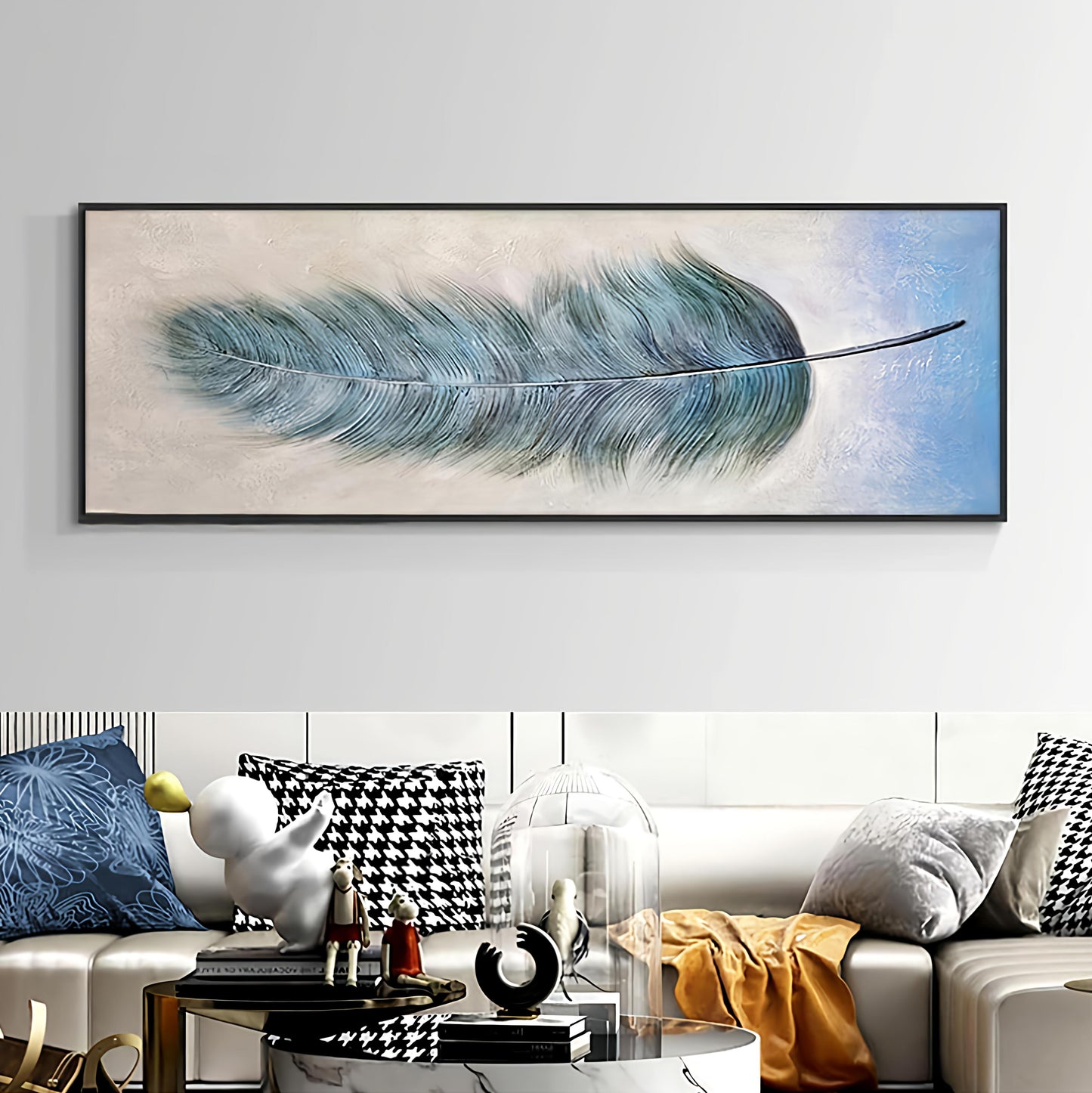 Feather Luxury Crystal Porcelain Wall Painting (180*60 CM)