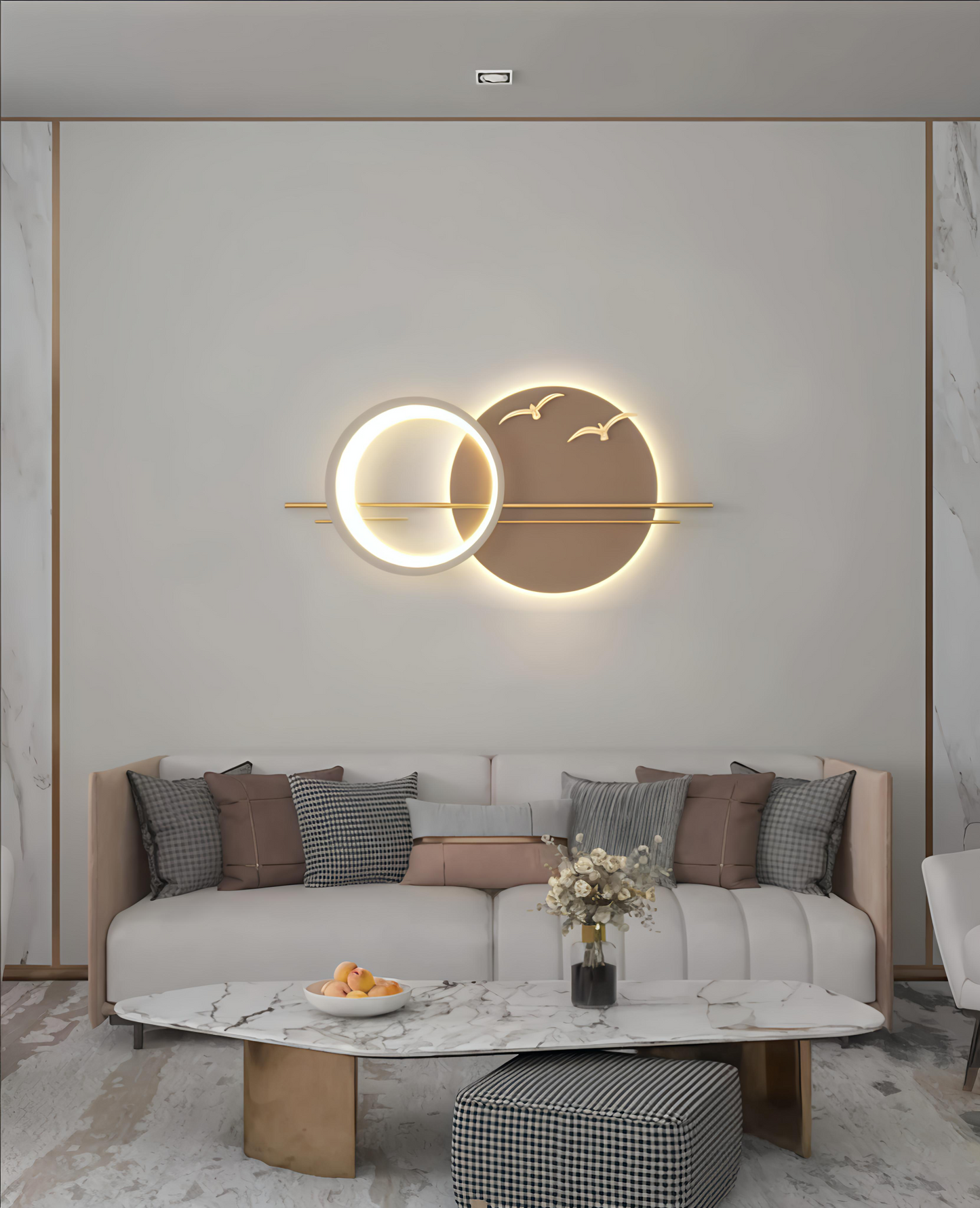 Modern LED Circular Wall Art With Birds