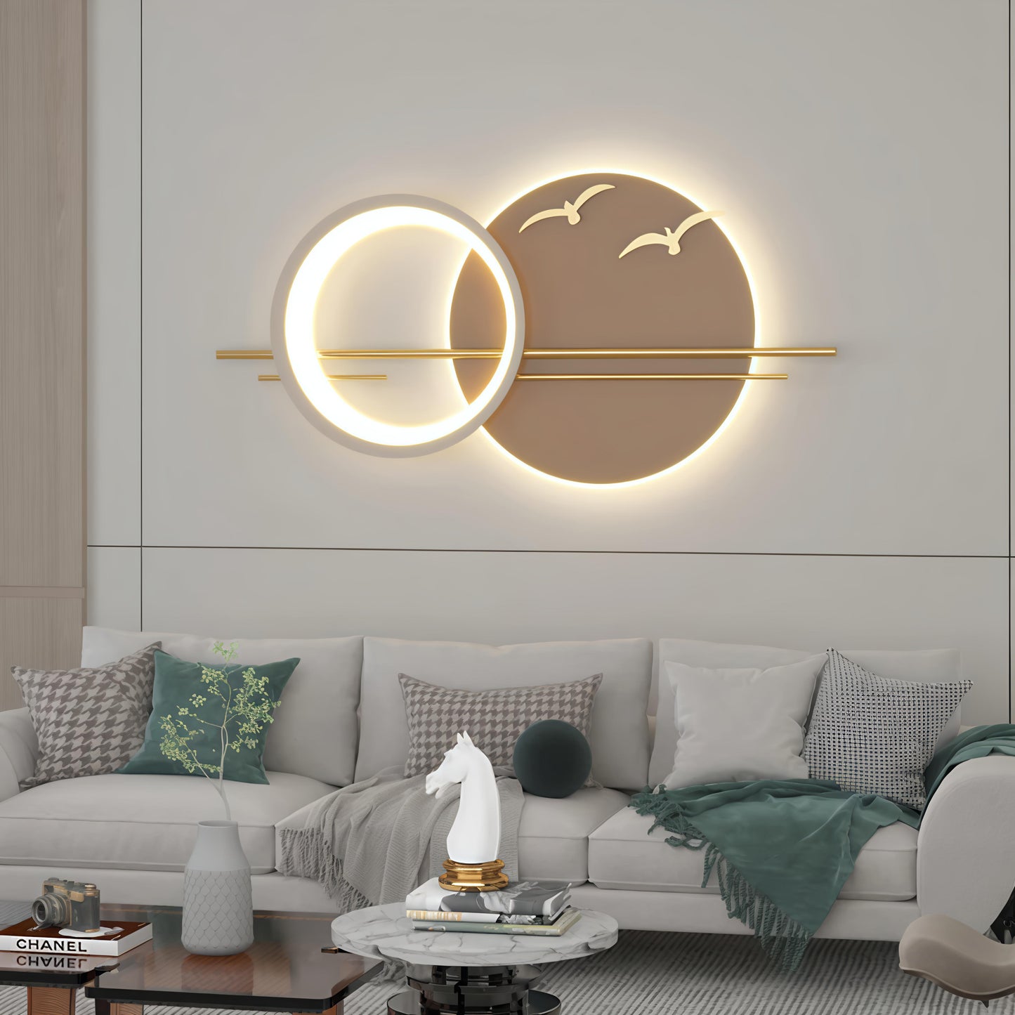 Modern LED Circular Wall Art With Birds