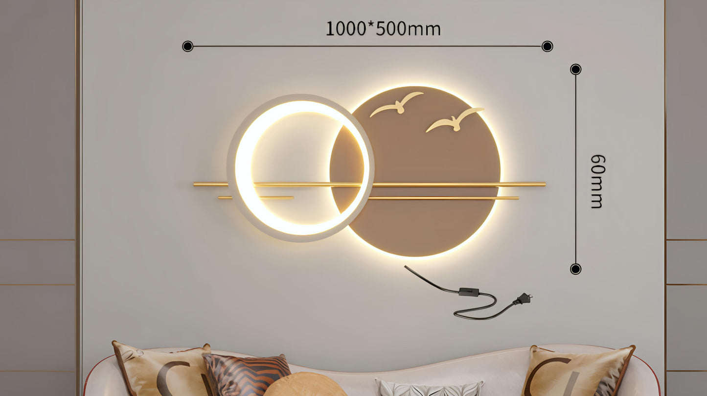 Modern LED Circular Wall Art With Birds