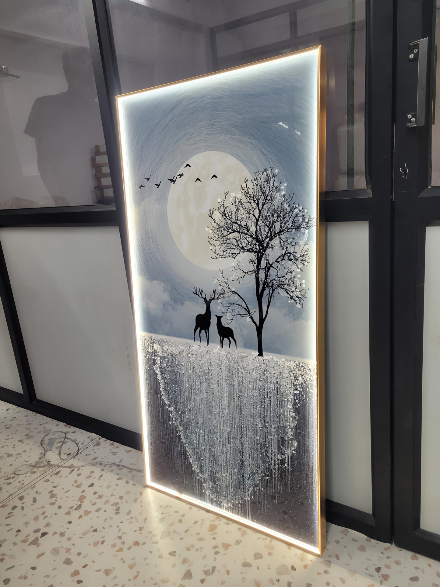 Premium LED Crystal Wall Art with Aluminium Frame