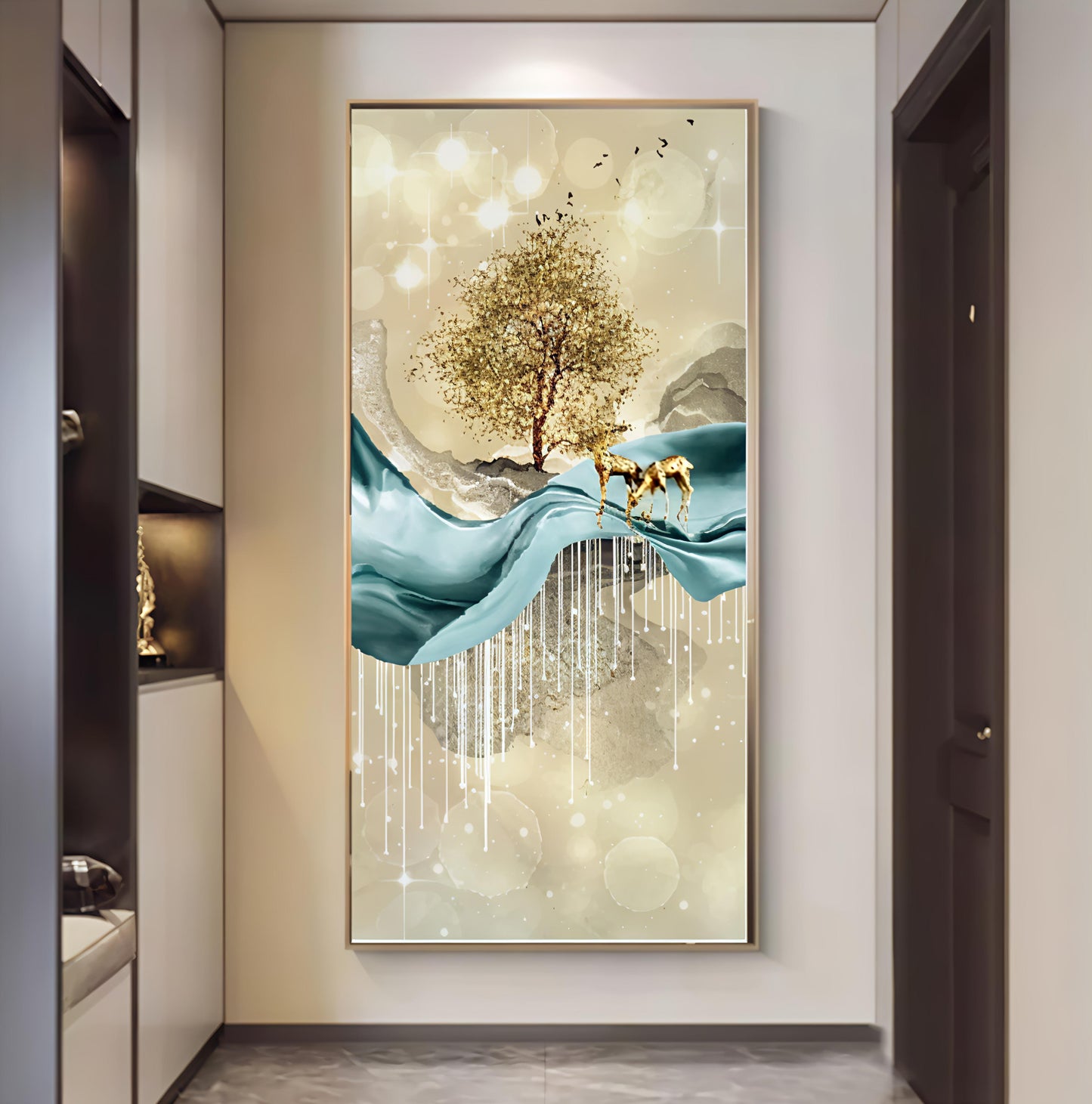 Crystal Glass Painting with LED Backlight size:-(36*72 inch+led)