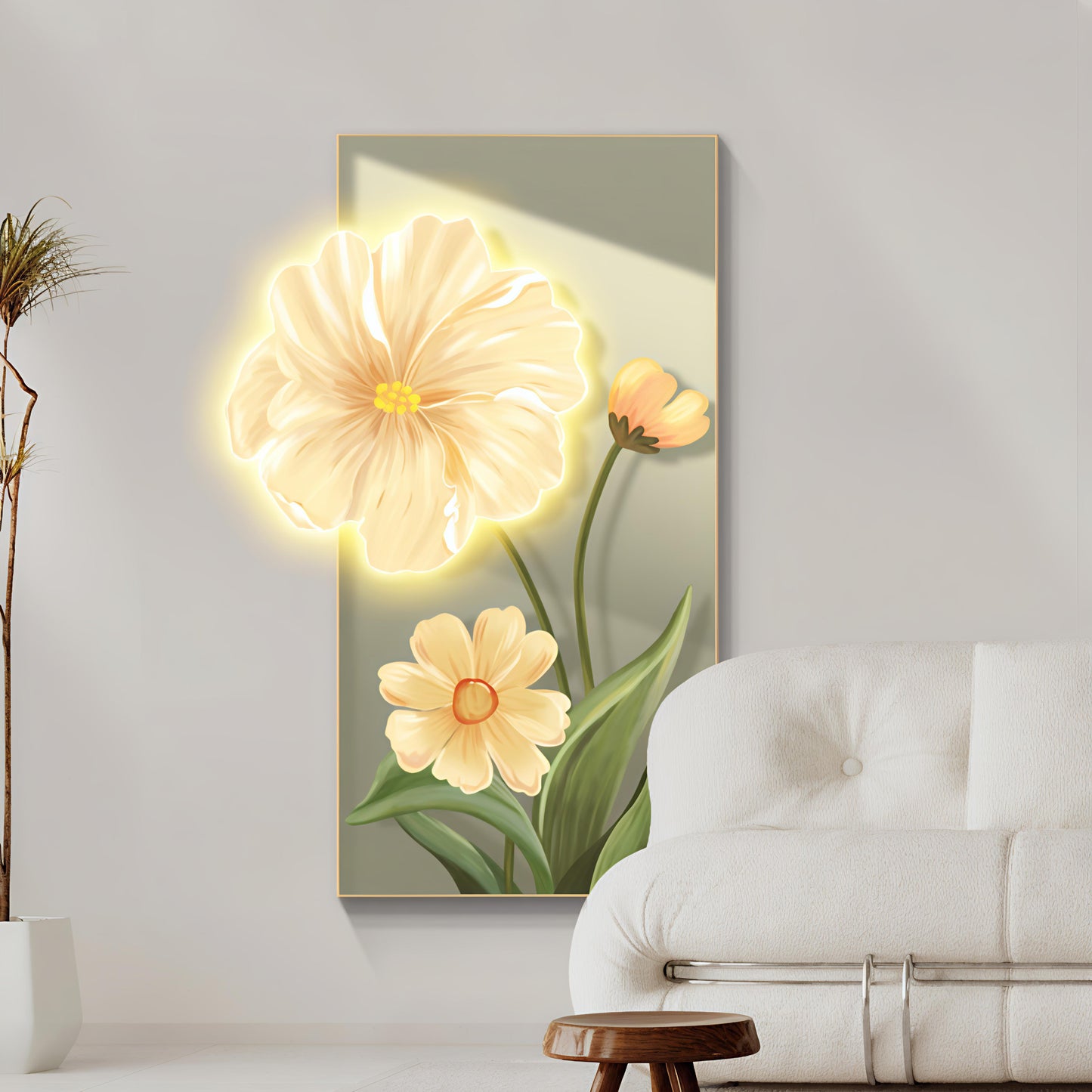 Modern Led Flower Wall Art, Beautiful Living Room Painting (Size:- 2*4 feet)
