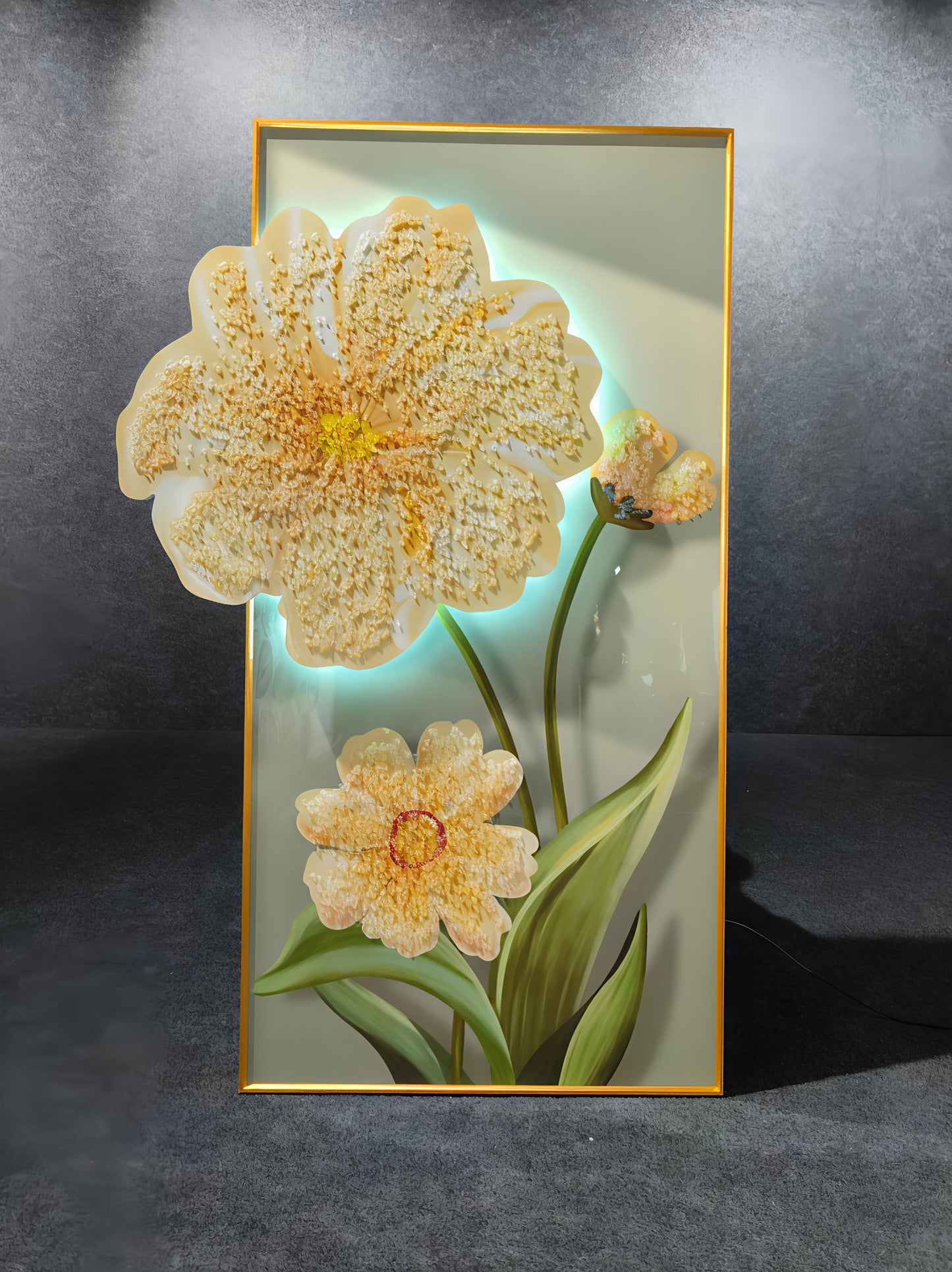 Modern Led Flower Wall Art, Beautiful Living Room Painting (Size:- 2*4 feet)