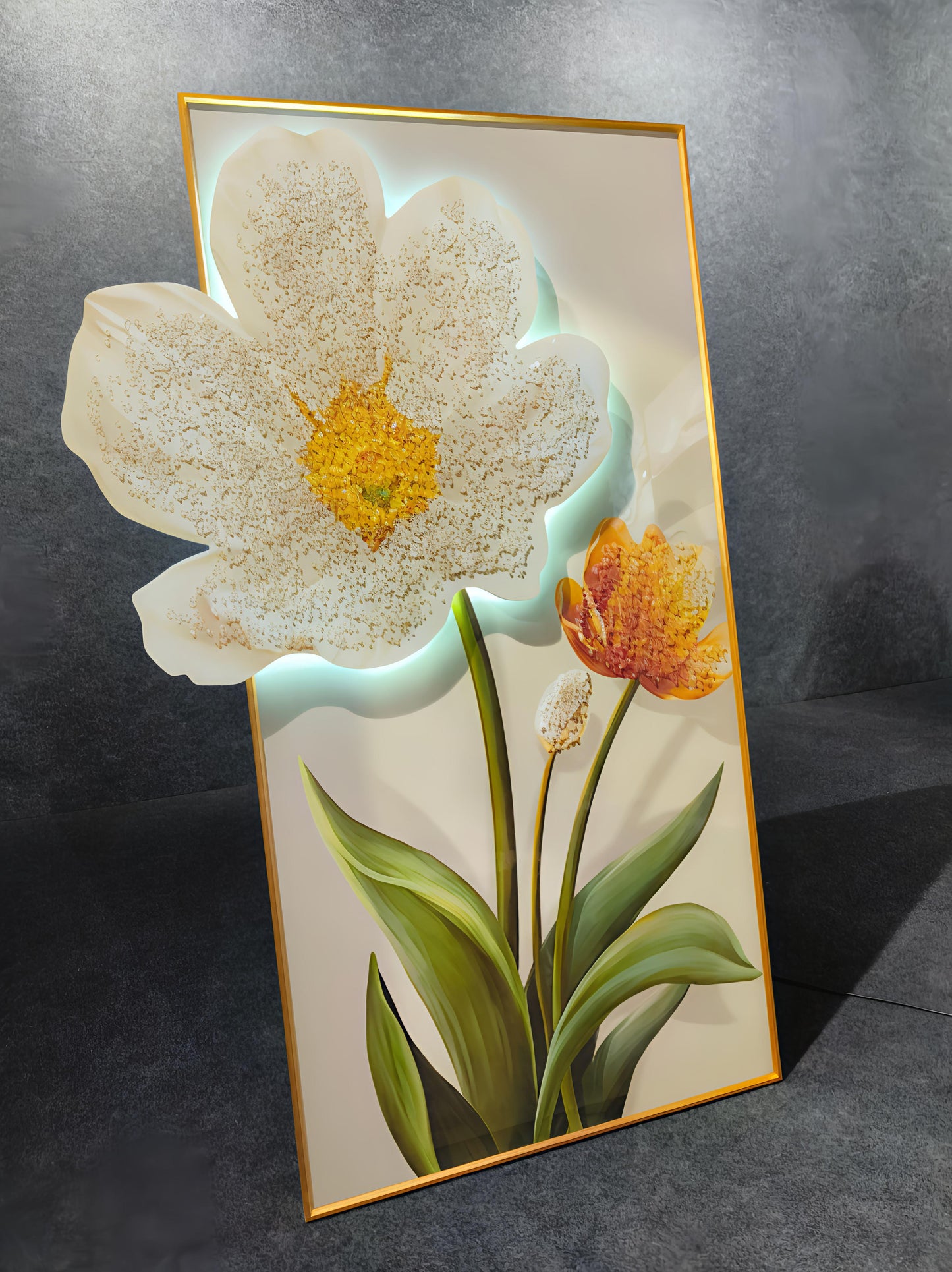 Modern Led Wall Flower Painting, Beautiful Living Room Painting (Size:- 2*4 feet)