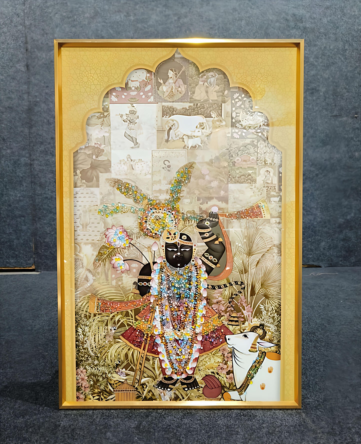 Shreenathji Crystal Wall Painting For Home Decor (40 X 60 CM)