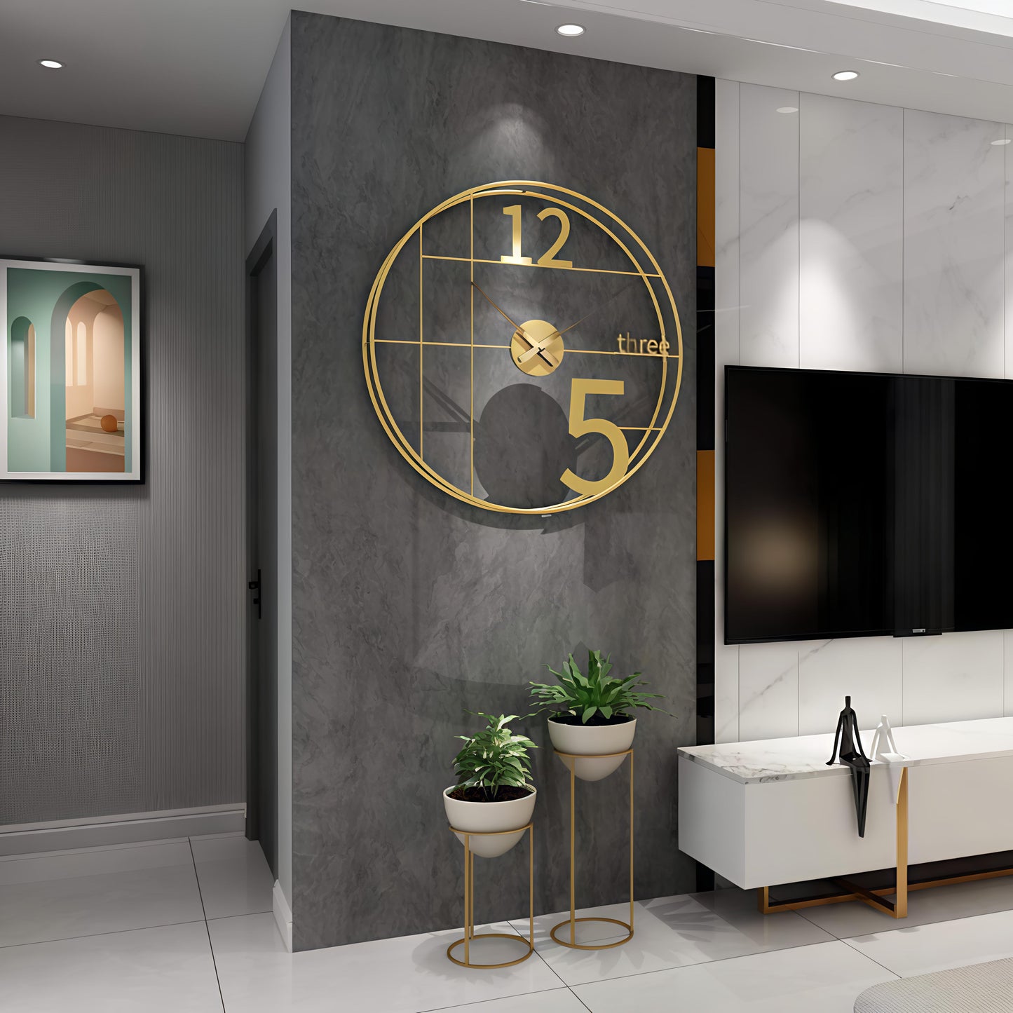 Elegant Modern Luxury Wall Clock – Gold Metal Frame (24 Inch)
