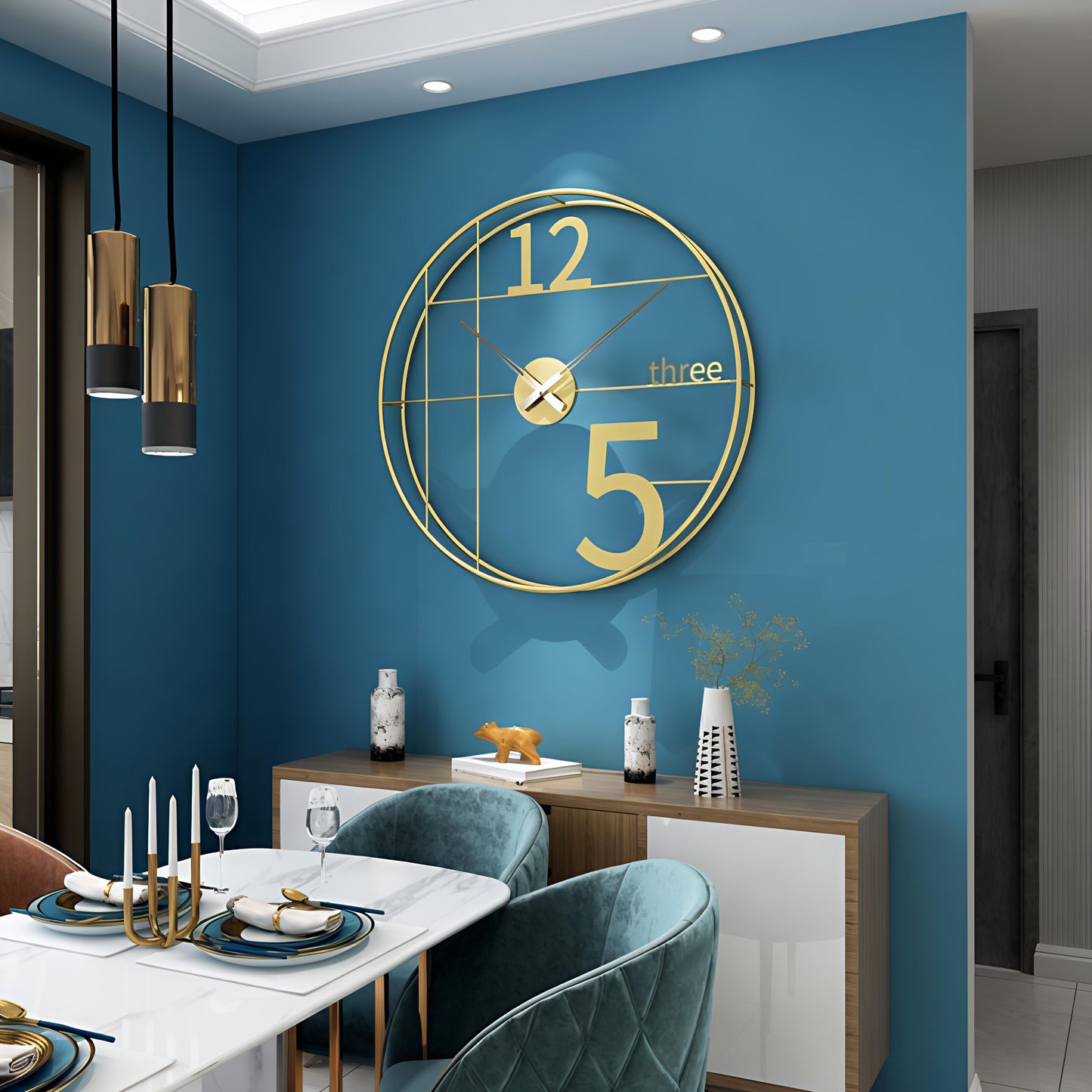 Elegant Modern Luxury Wall Clock – Gold Metal Frame (24 Inch)