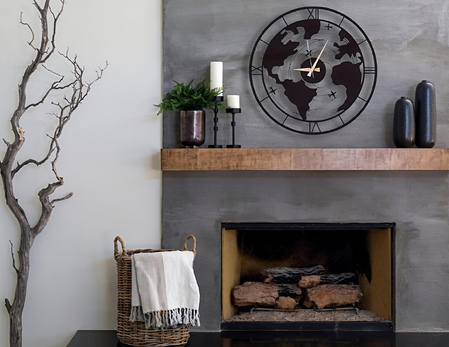 Luxury World Map Wall Clock – Modern Metal Design for Home & Office Decor