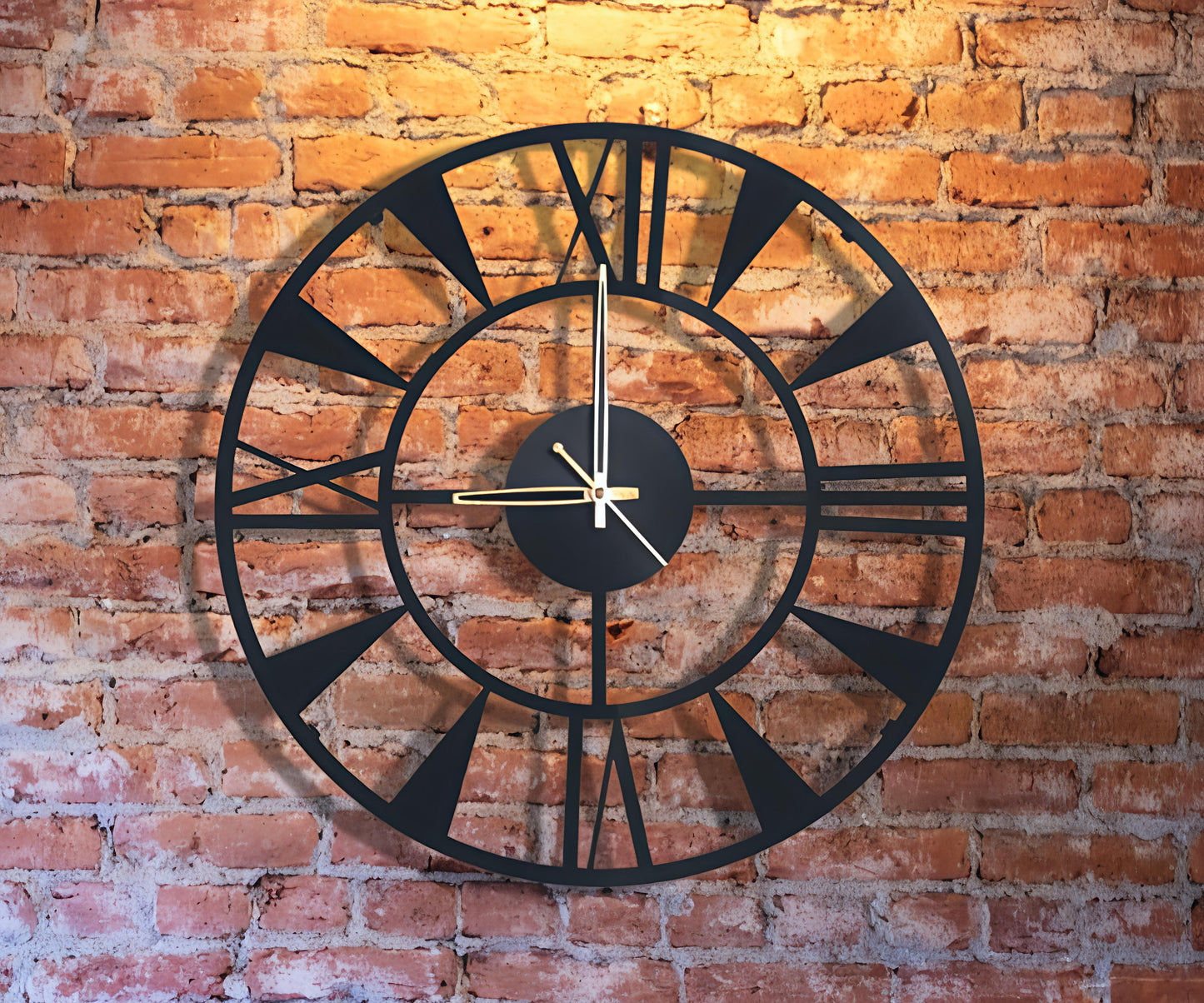 Designer Stylish Metal Wall Clock– Industrial Black Finish (16 Inch)