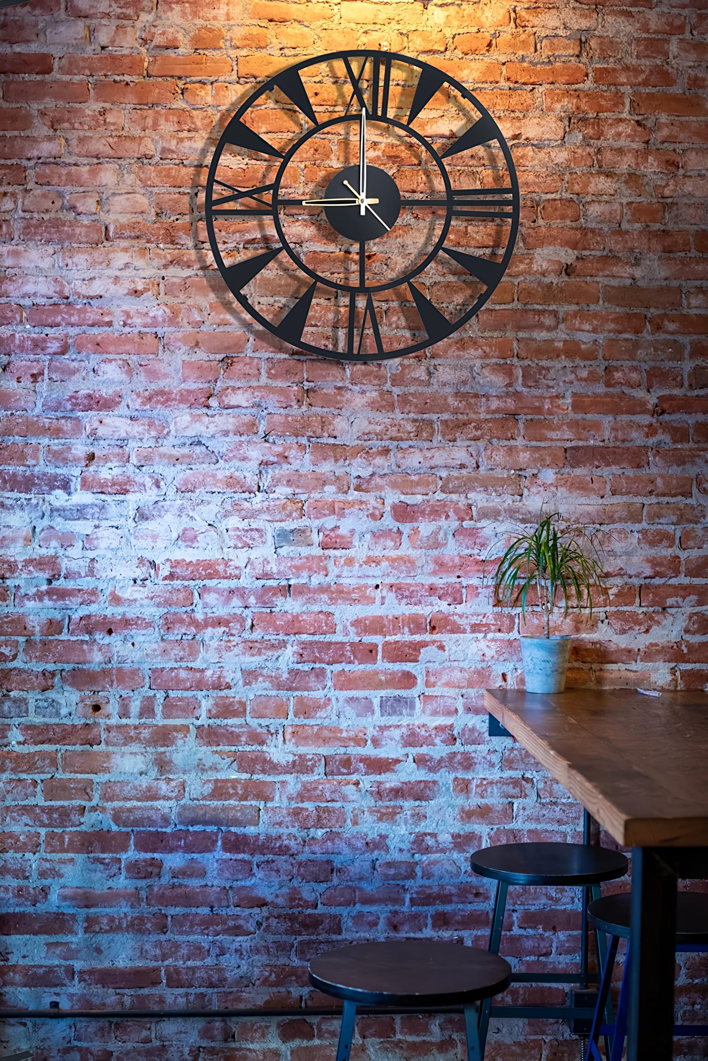 Designer Stylish Metal Wall Clock– Industrial Black Finish (16 Inch)