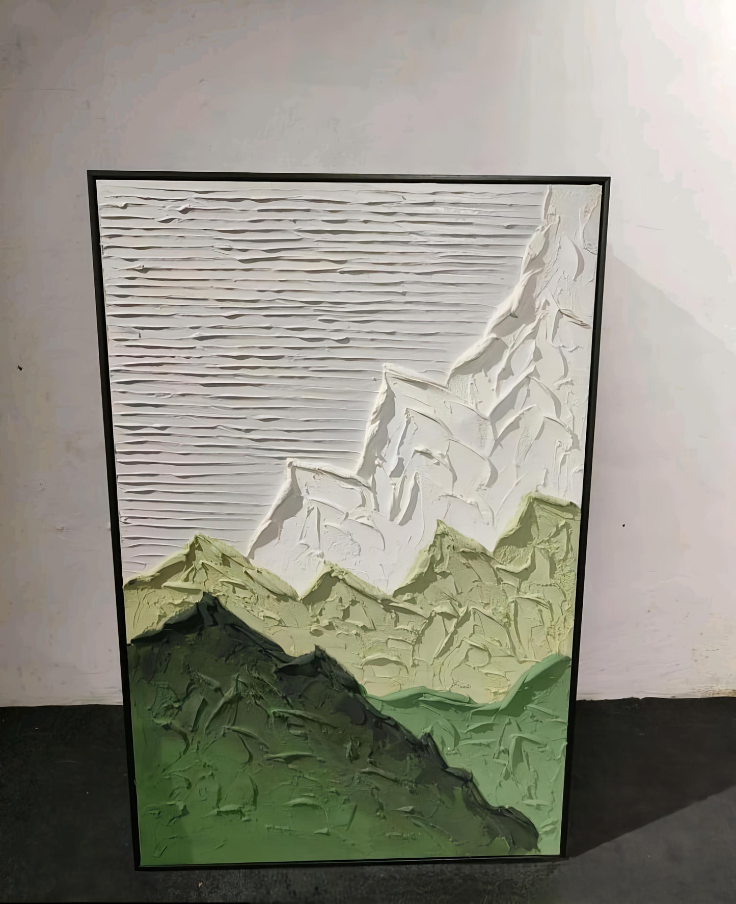 Textured Green Mountain Wall Art -3D Handmade Painting (80 x 120 CM)