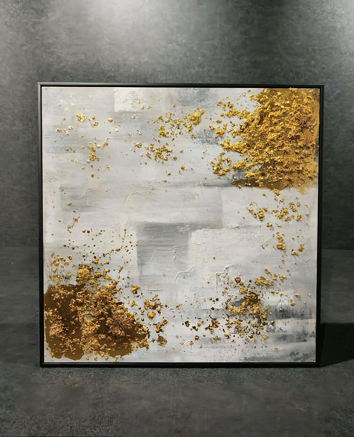 Abstract Golden Handmade Painting (80 x 80 CM)
