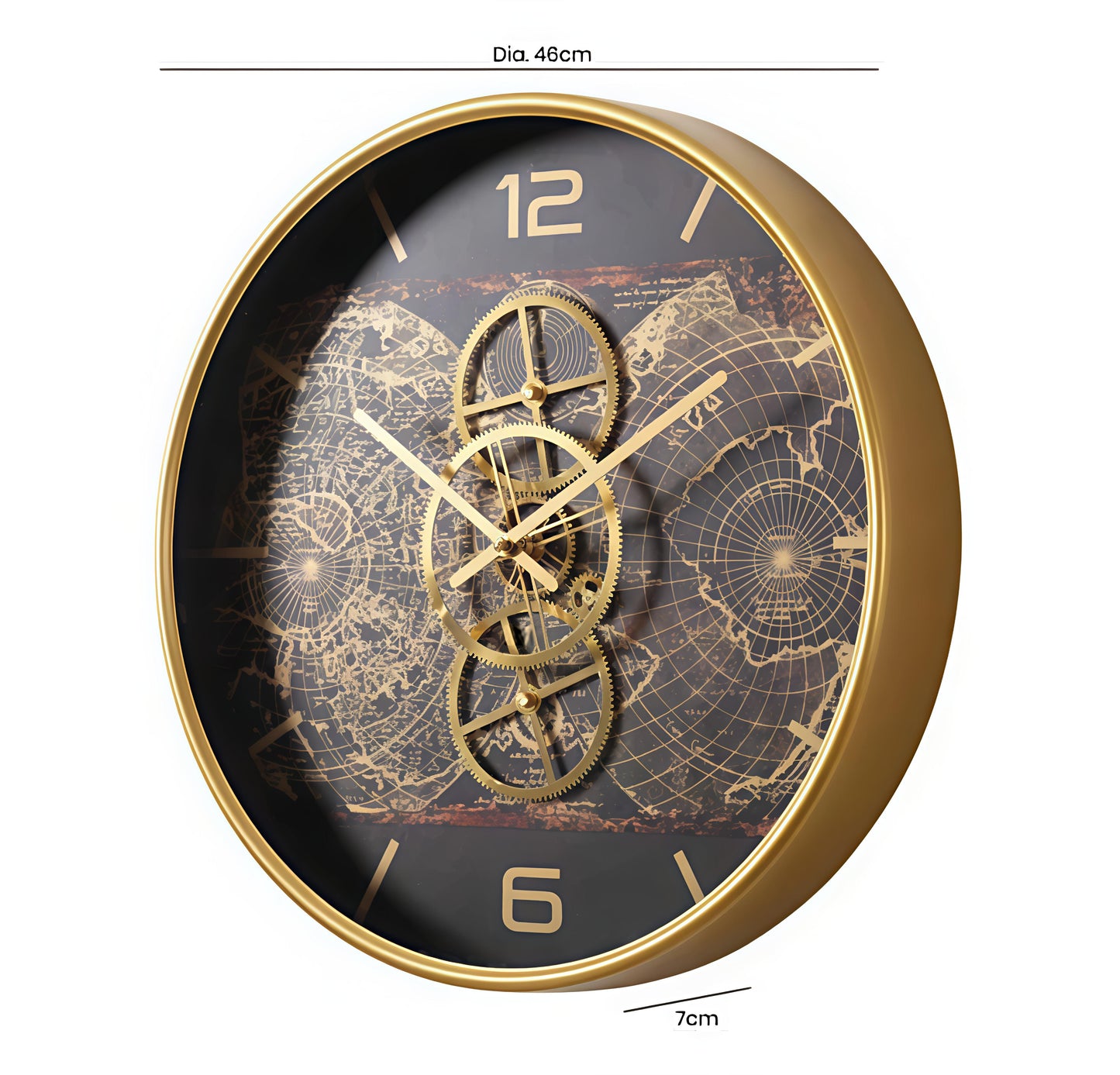 World Gear Timepiece- Metal moving Gear Wall Clock (46 x 46 CM)