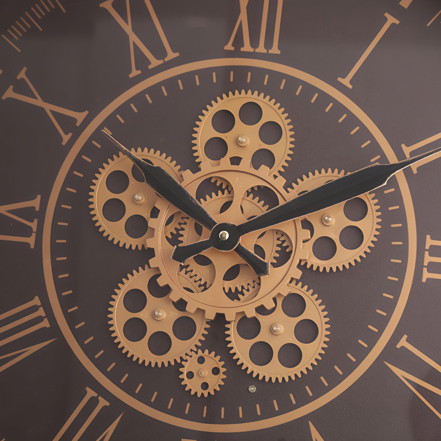Timeless Bronze Roman Metal moving Gear Wall Clock (55 x 55 CM)