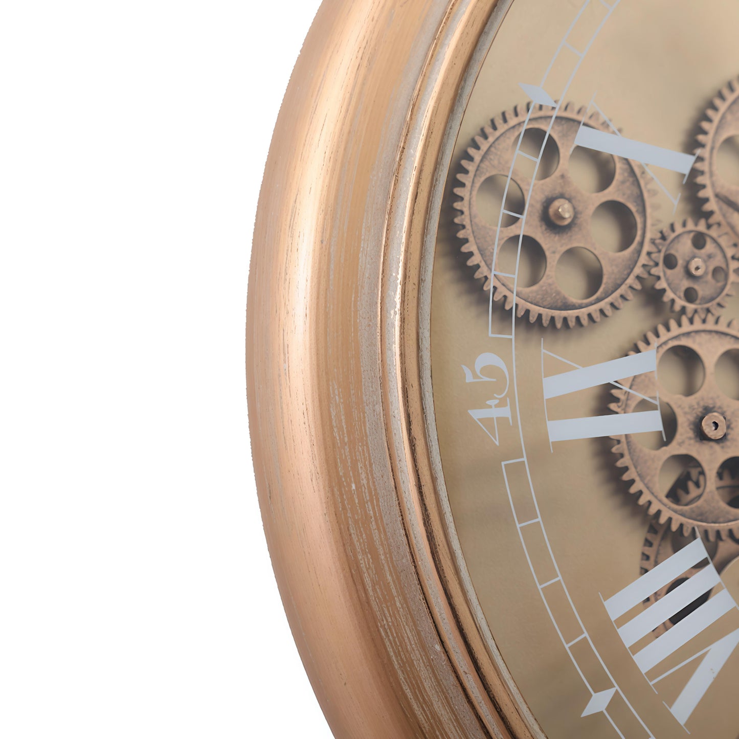 Classic Roman Moving Metal Gear Clock with Gold finish (52.5 x 61.5 CM)