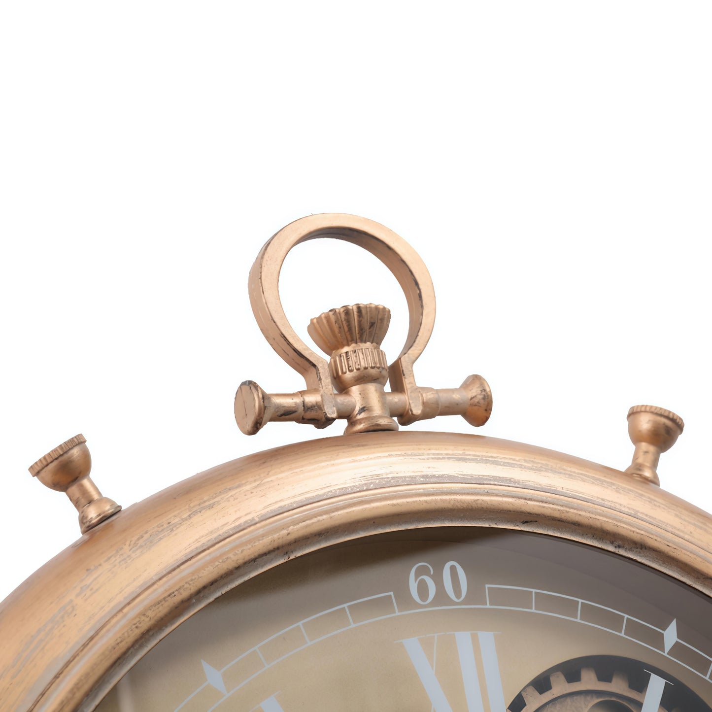 Classic Roman Moving Metal Gear Clock with Gold finish (52.5 x 61.5 CM)