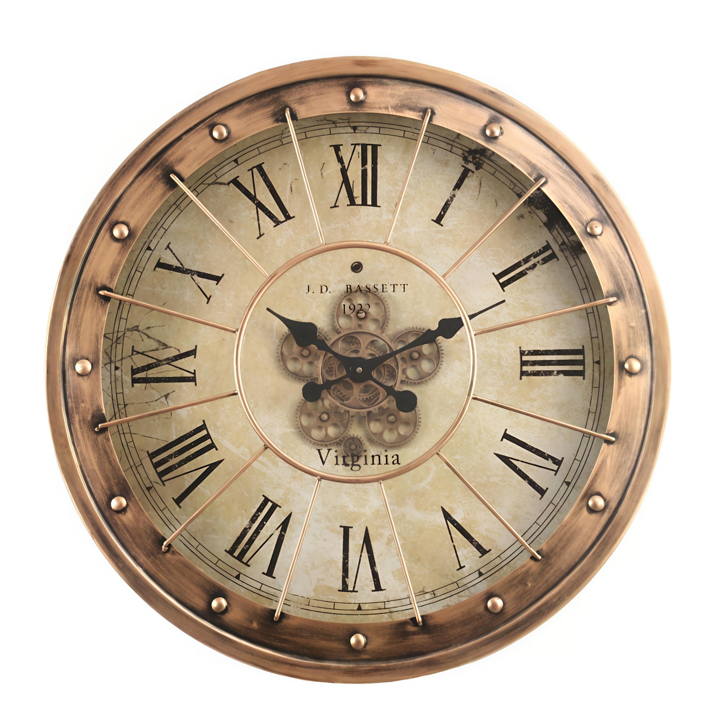 Vintage Brass- Metal moving Gear Wall Clock (80 x 80 CM)