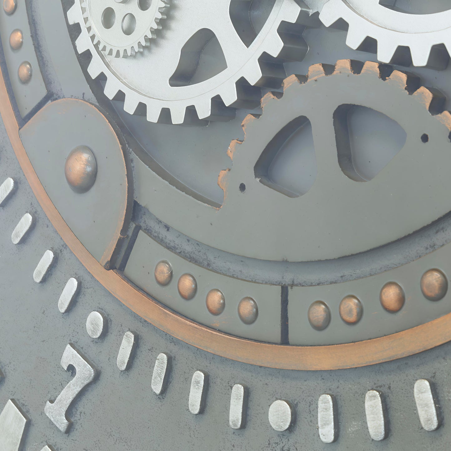 Industrial Designer Metal Gear Wall Clock with moving Gear (80 x 80 CM)