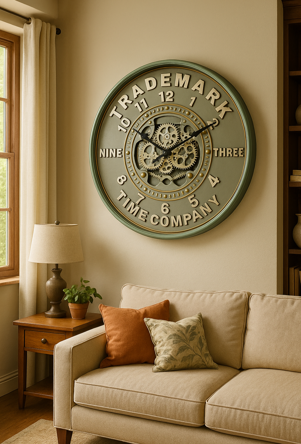 Industrial Designer Metal Gear Wall Clock with moving Gear (80 x 80 CM)