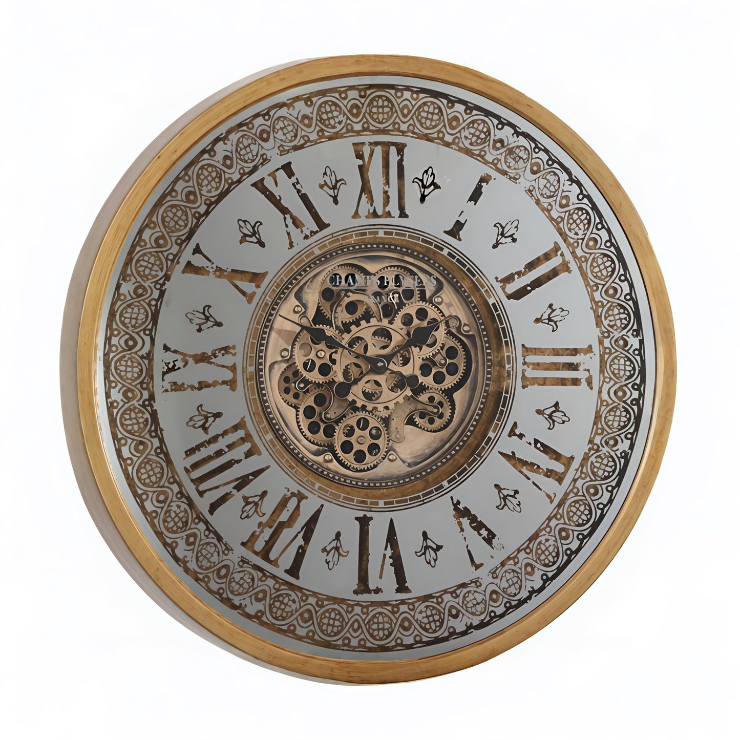 Imperial Mirror Moving Gear Metal Wall Clock (80 x 80 CM)