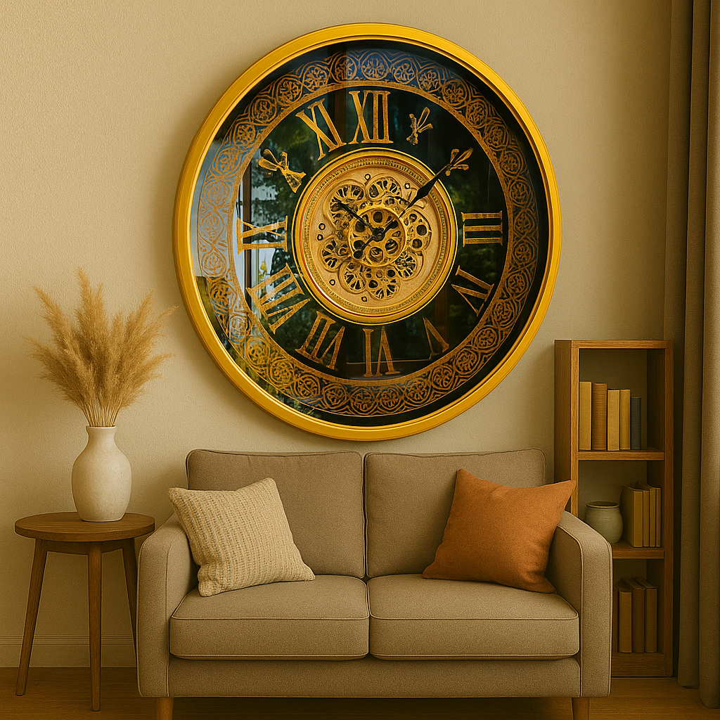 Imperial Mirror Moving Gear Metal Wall Clock (80 x 80 CM)