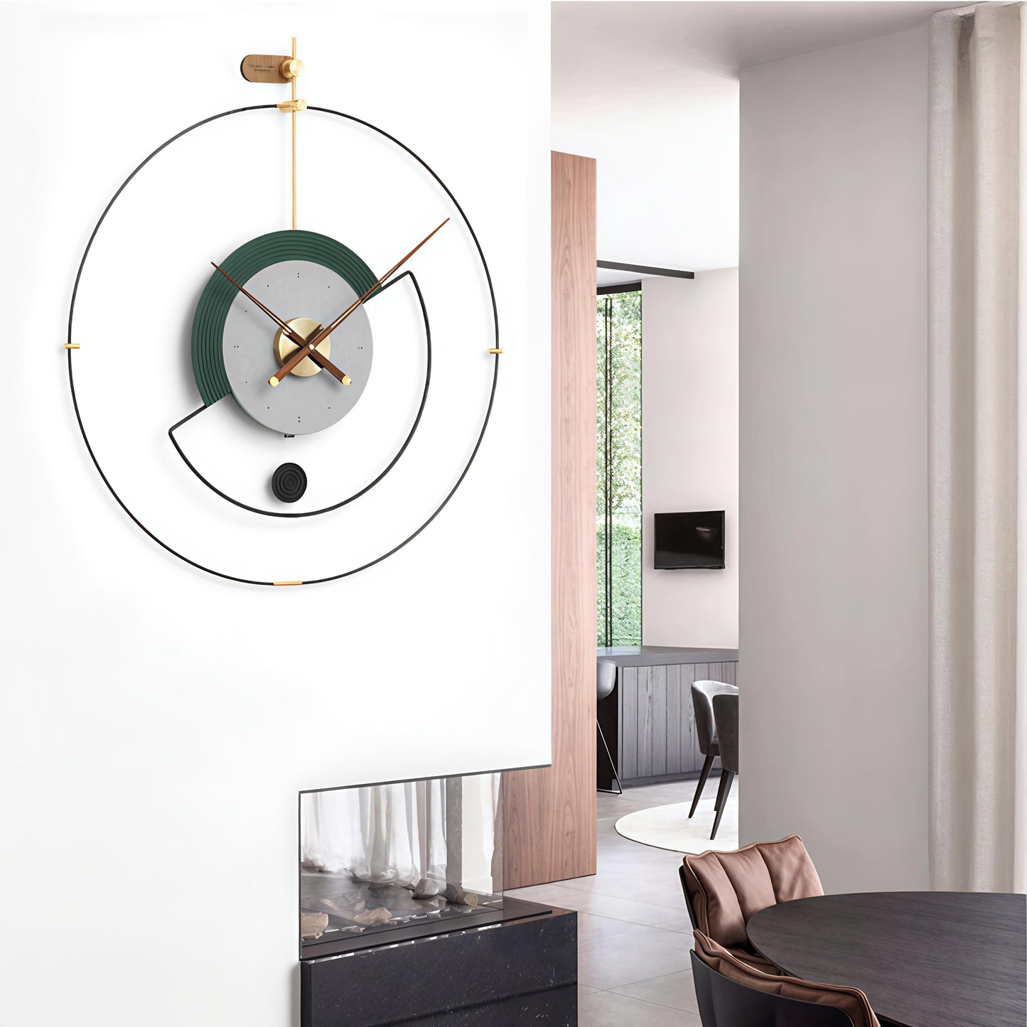 Geometric Modern Metal Wall Clock (32 x 36 Inch)
