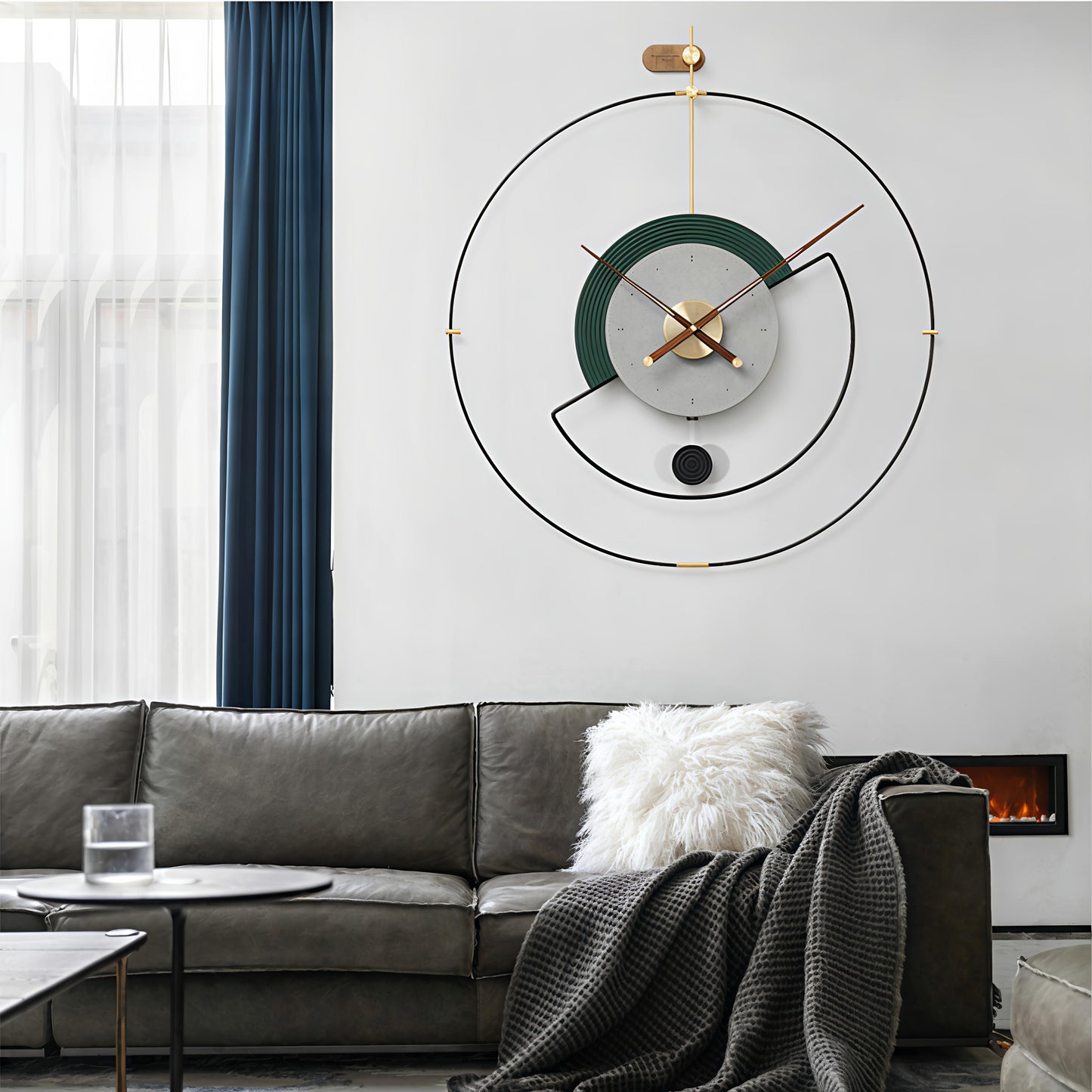 Geometric Modern Metal Wall Clock (32 x 36 Inch)