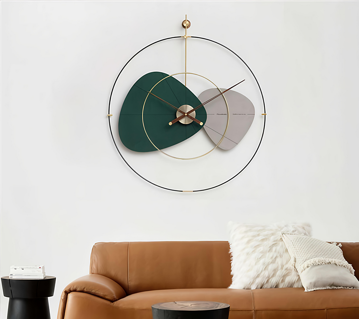 Designer Dual-Tone Abstract Metal Wall Clock (32 x 36 Inch)