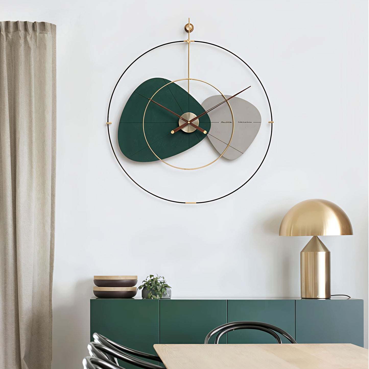 Designer Dual-Tone Abstract Metal Wall Clock (32 x 36 Inch)