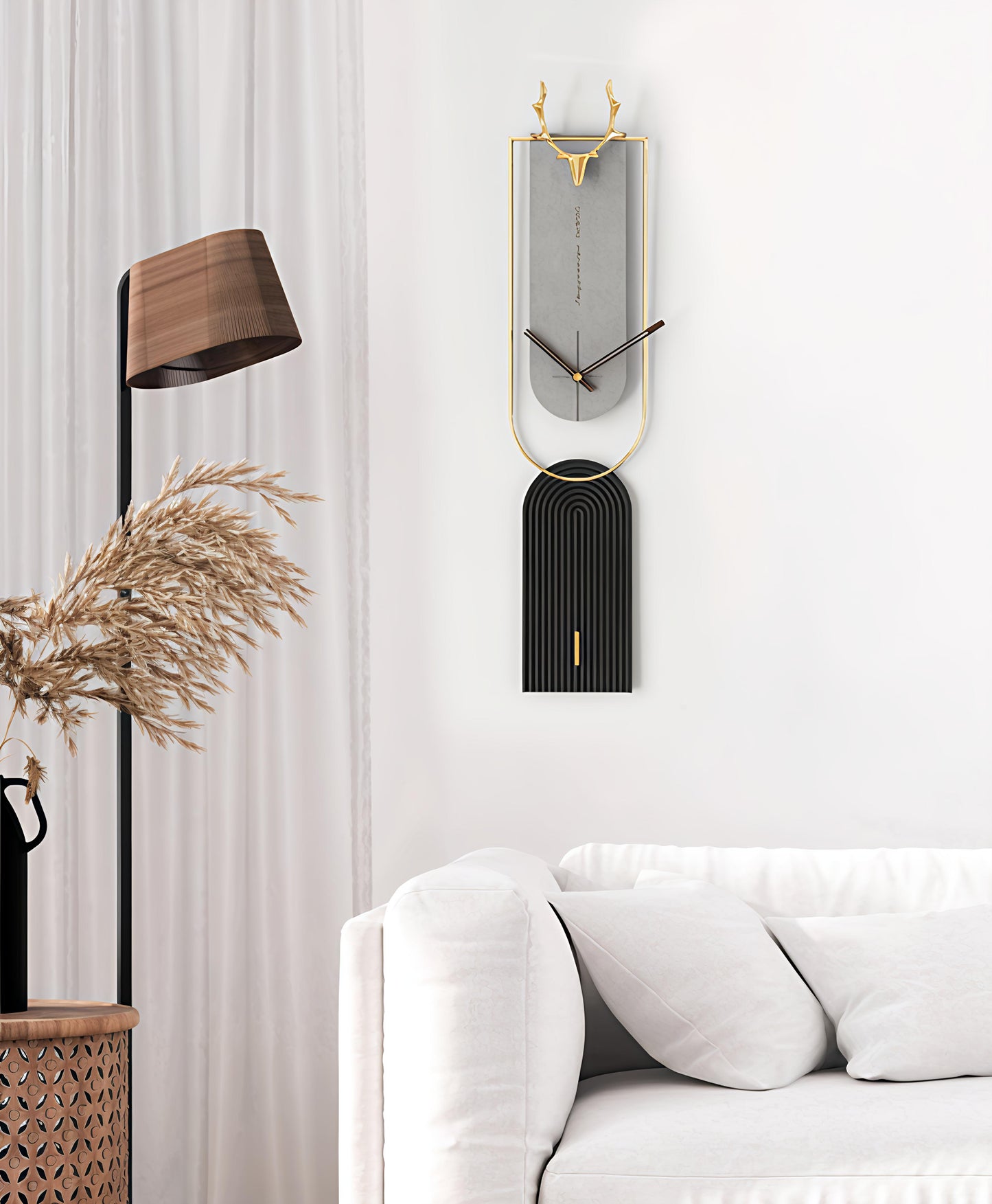 Elegant Antler Design Premium Metal Wall Clock – 30 x 7 Inch (Black & Blue)