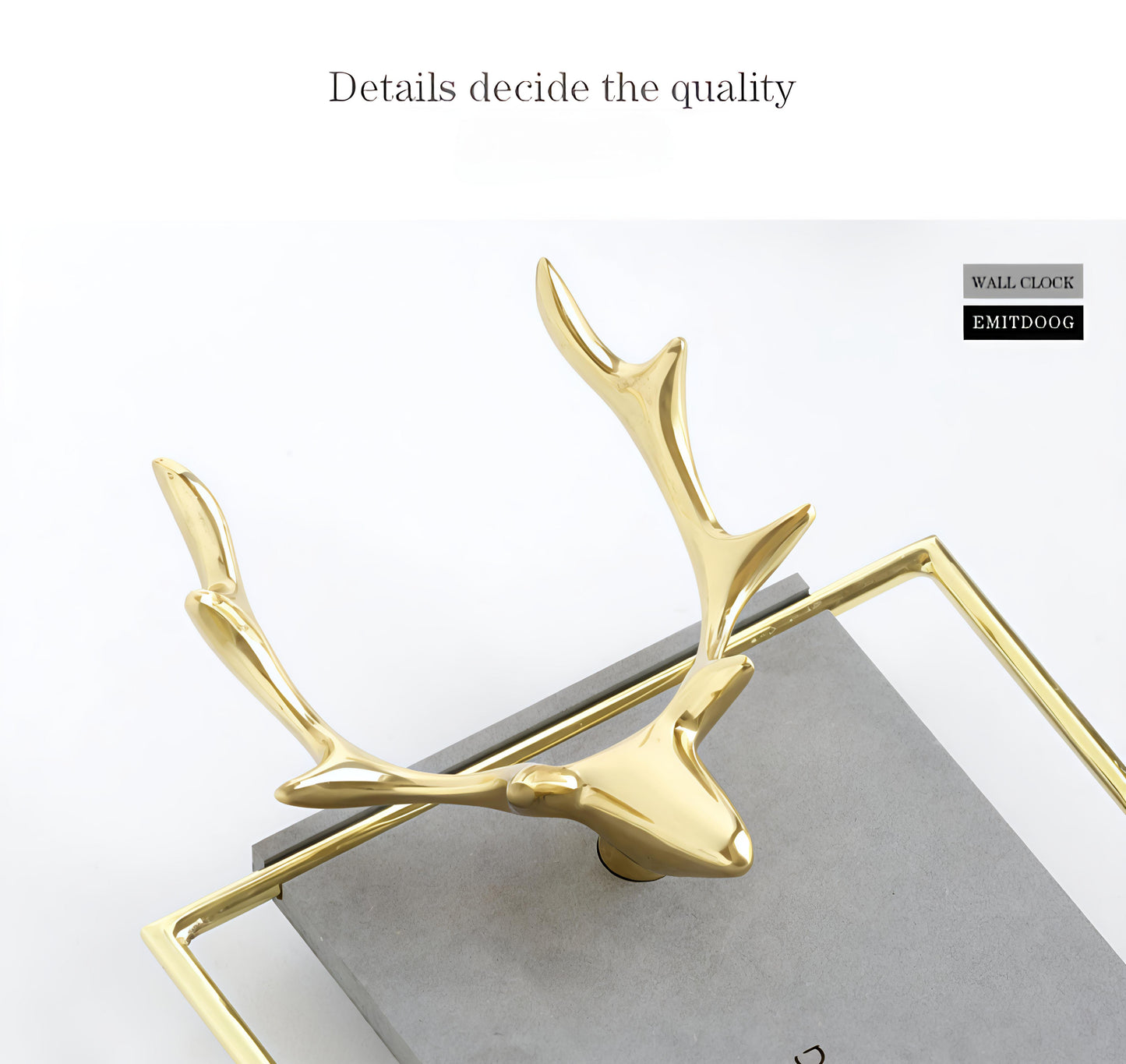 Elegant Antler Design Premium Metal Wall Clock – 30 x 7 Inch (Black & Blue)