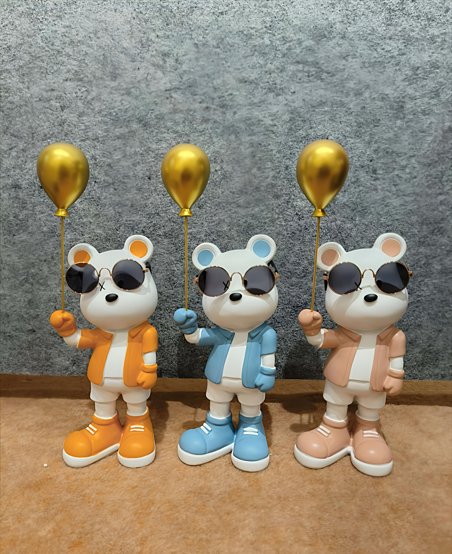 Bear holding Balloon with Sunglasses Figure & Showpiece (11 x 8 x 34 CM)