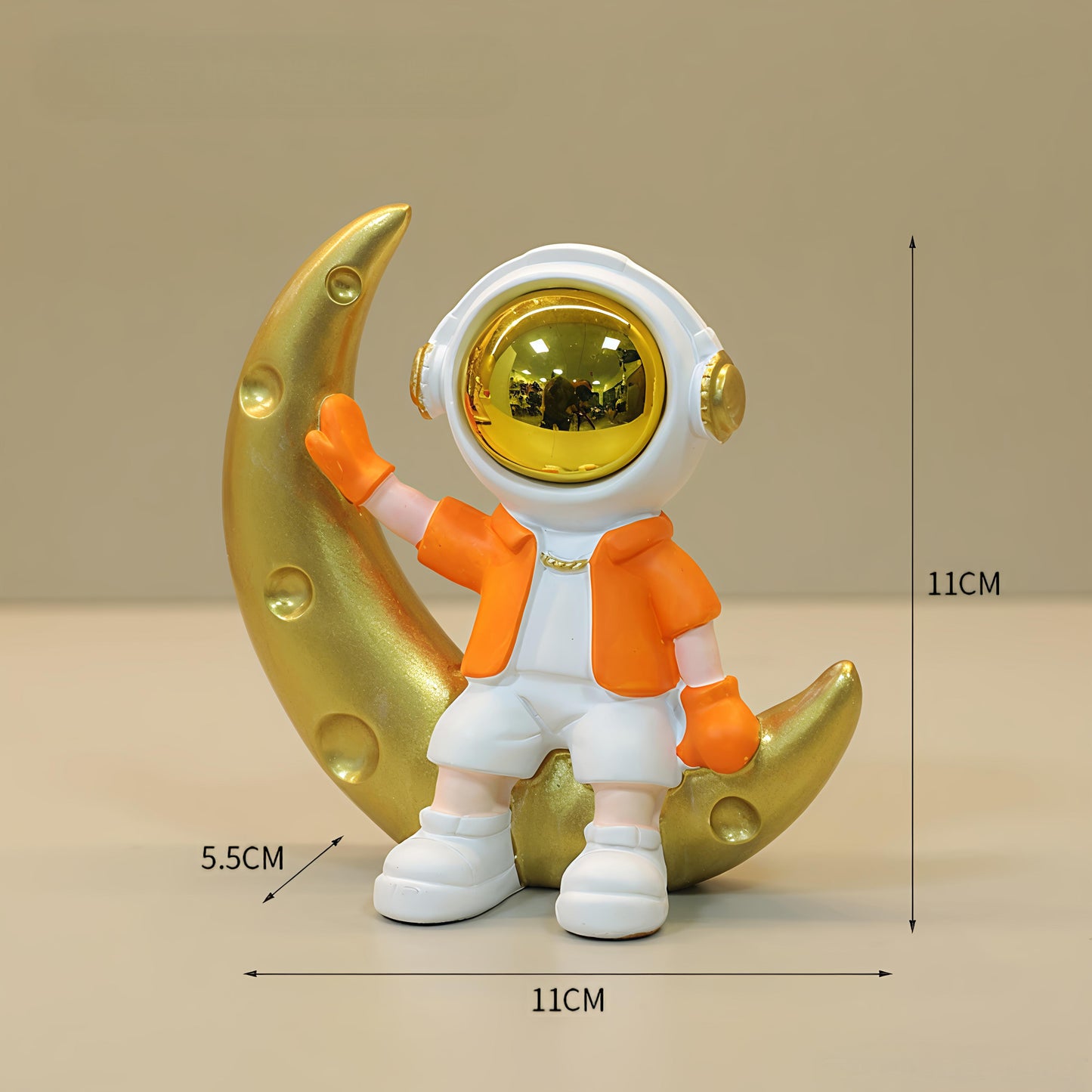 Cosmo Wave Astronaut on Crescent Moon (12 x 12 x 6 CM)