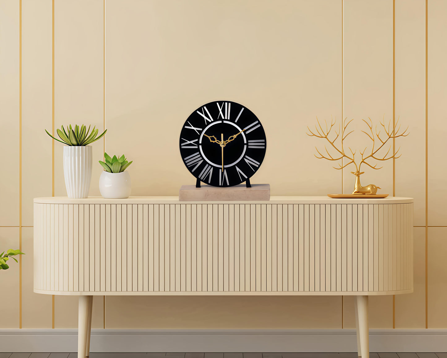 Designer Metal Table Clock for Livingroom ,Office Table Accessories (6 inch)
