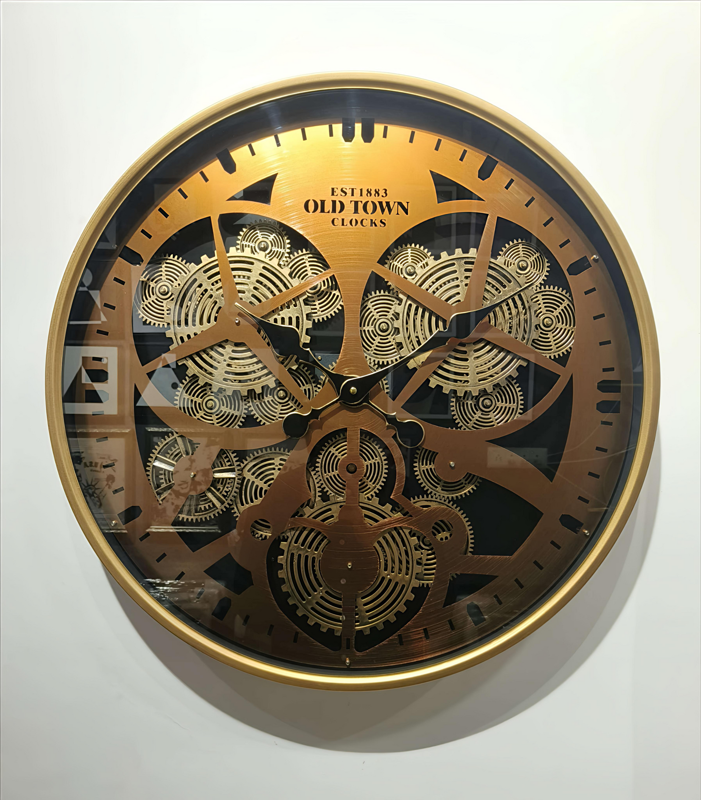 Golden Metal Gear Wall Clock– 60 CM Industrial Vintage Design