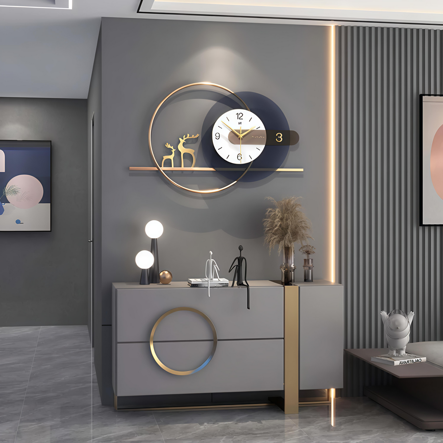 Aurora Grace Designer Wall Clock 80x42 CM
