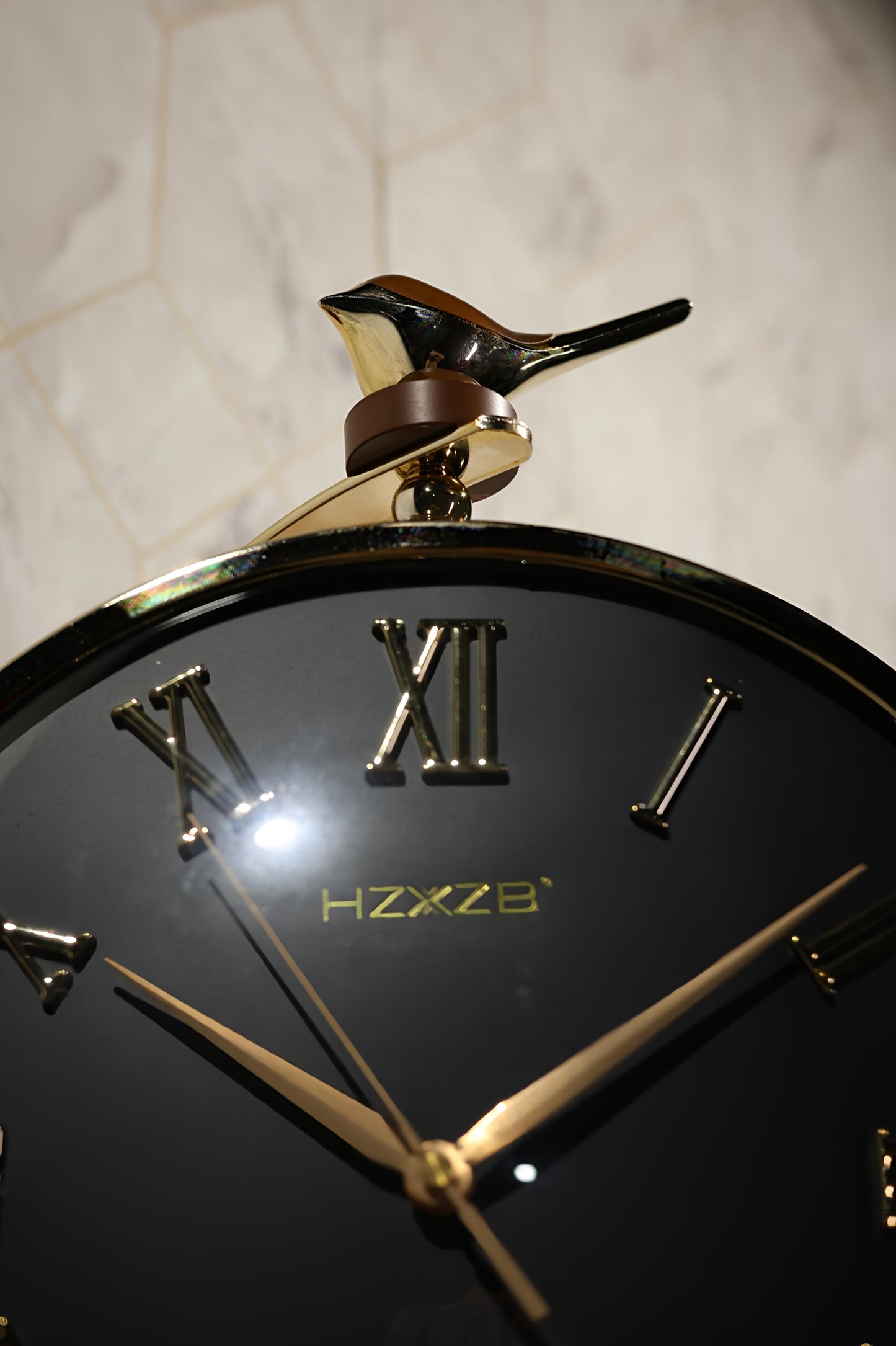 Premium Black & Gold Bird Double-Sided Wall Clock