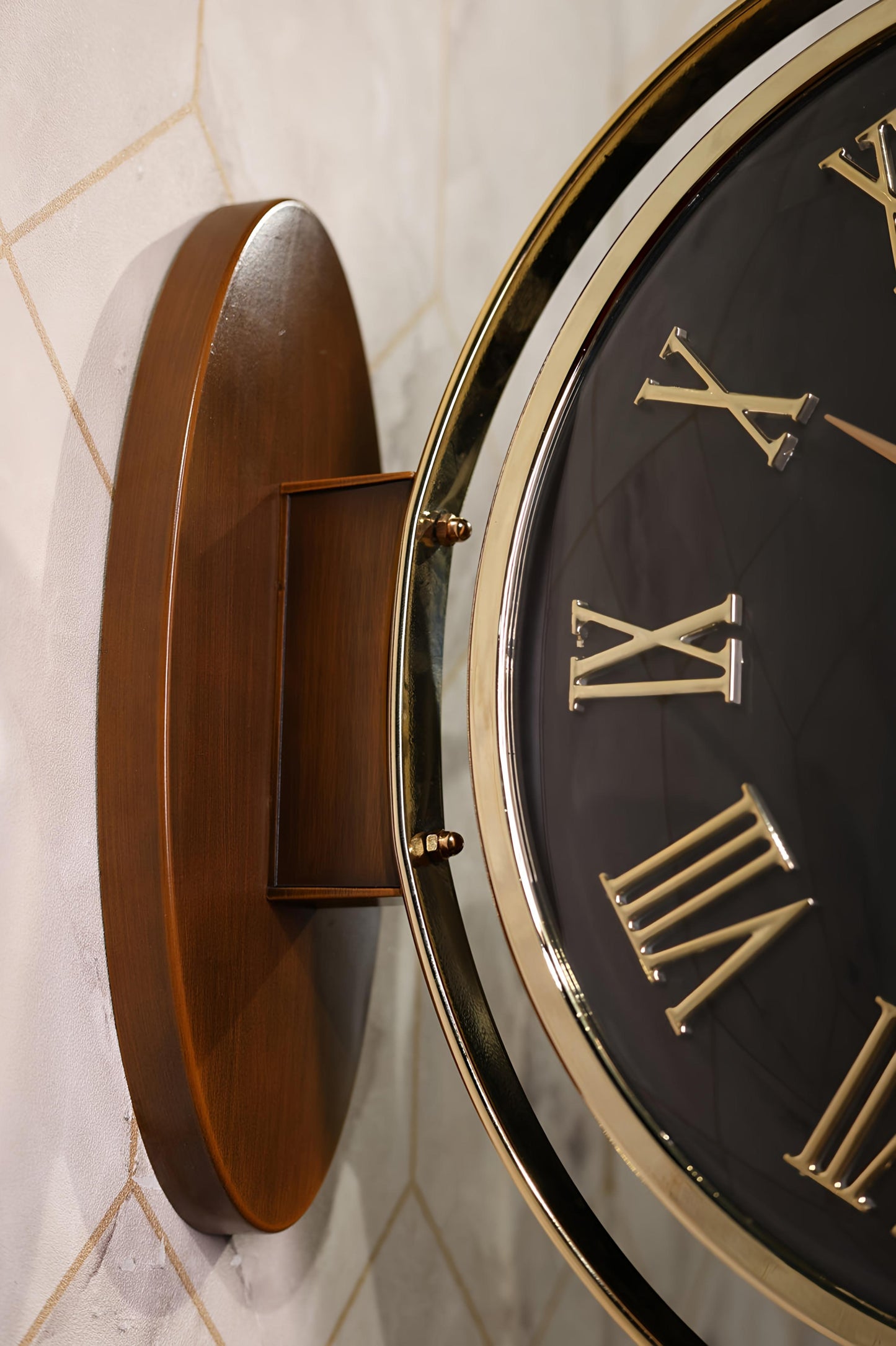 Premium Black & Gold Bird Double-Sided Wall Clock