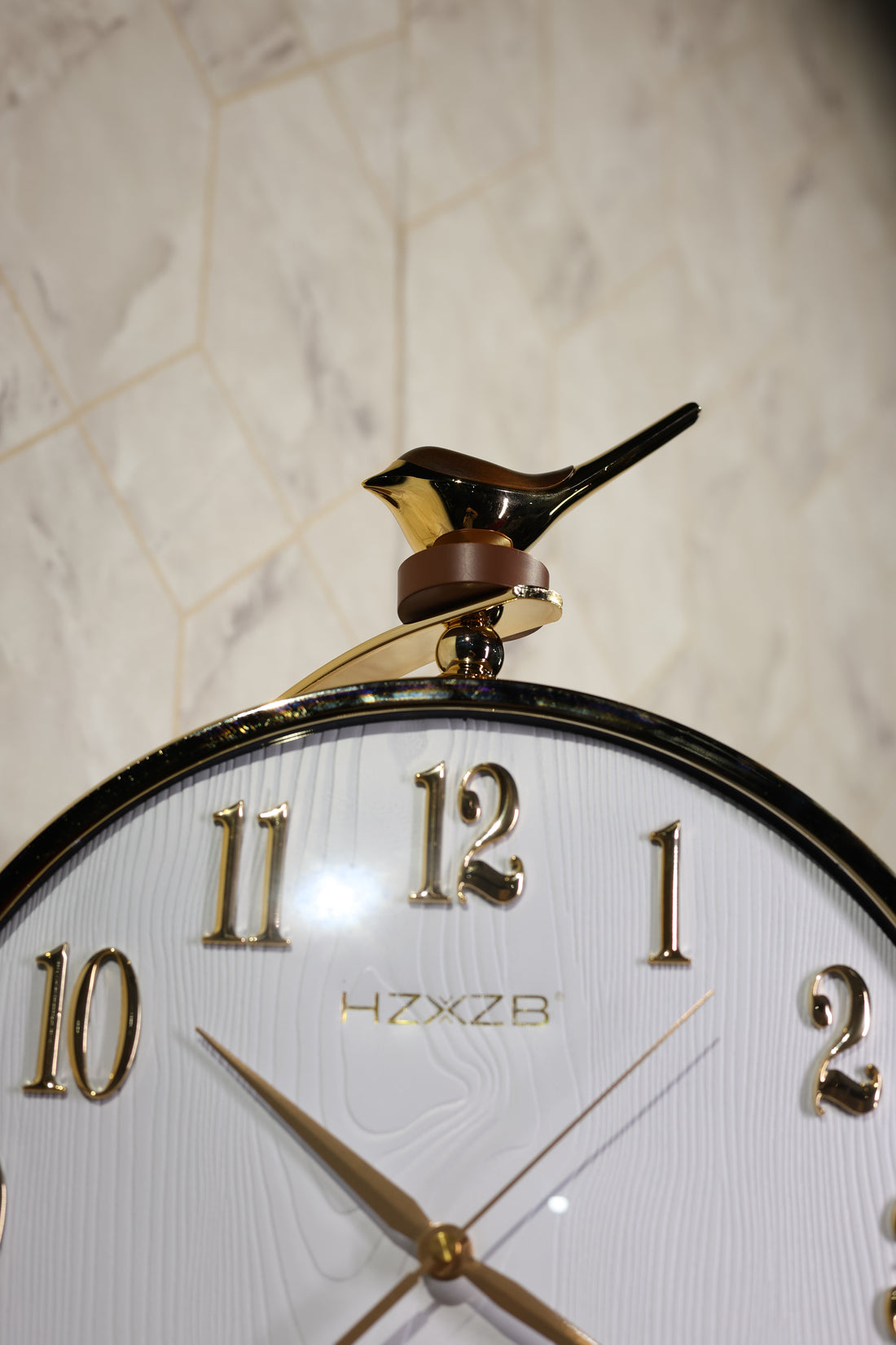 Premium White & Gold Bird Double-Sided Wall Clock