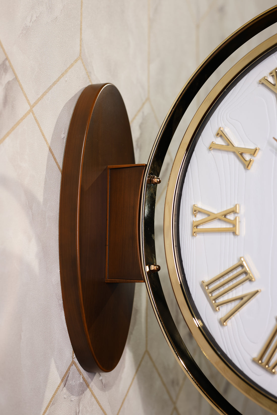 Premium White & Gold Bird Double-Sided Wall Clock