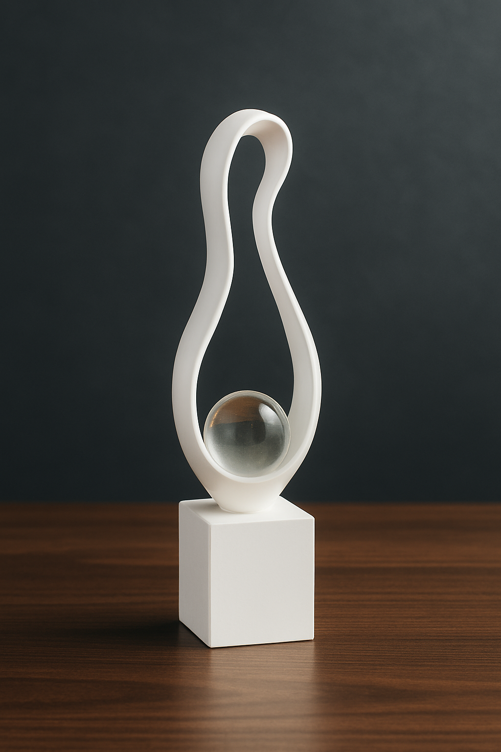Modern Abstract Loop Sculpture with Glass Sphere Showpiece (30 x 9 x7 CM)