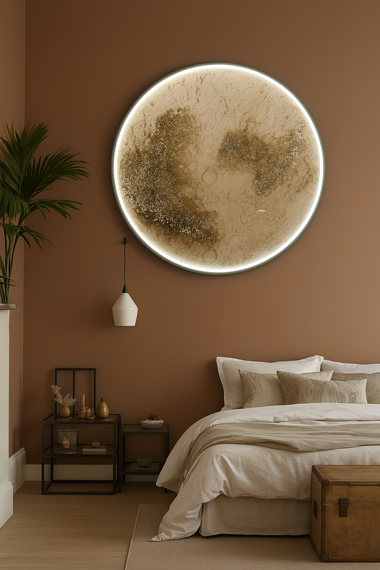 Premium Round LED Crystal Wall Art for Home, Living Room, Bedroom (32 Inch)