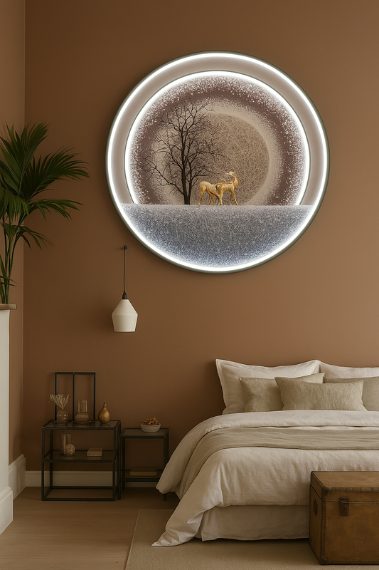 Premium Round LED Crystal Wall Art For Living Room, Bedroom, Home Decor (32 Inch)
