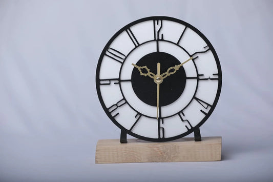 Designer Metal Table Clock for Living Room & Home, Used for Study Table/Office Desk/Showpiece/Gift Item (6 inch)