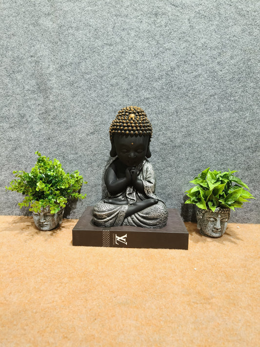 Graceful Black & Gold Buddha Head Showpiece – 19 x 30 cm